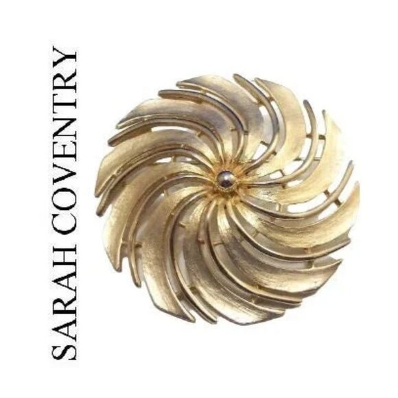 Sarah Coventry Windmill Slotted Round Bead Pin Brooch Gold Tone - Picture 1 of 5